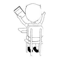 little student in school chair vector illustration design