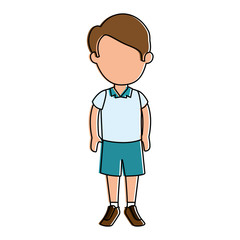 little boy student with uniform character