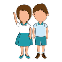 little students with uniform characters