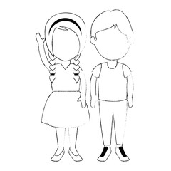 little students with uniform characters