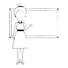 beautiful teacher female with chalkboard avatar character