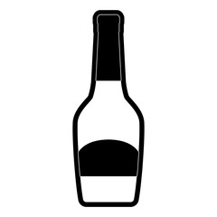 flat line  monochromatic  bottle champagne over white background  vector illustration