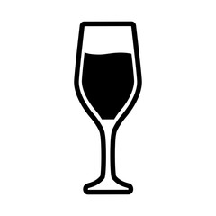 flat line  monochromatic  glass of champagne over white background  vector illustration