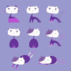Vector and illustration of several cats as a graphic resource