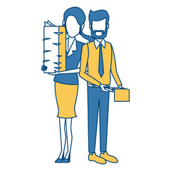 Business couple teamwork icon vector illustration graphic design