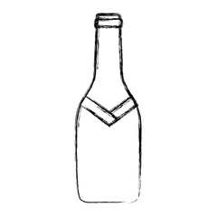 flat line  monochromatic  bottle champagne over white background  vector illustration