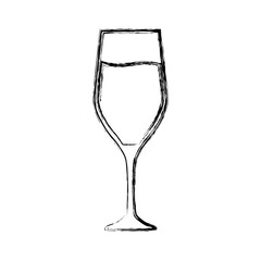 flat line  uncolored  glass of champagne over white background  vector illustration