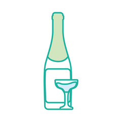 champagne bottle and glasses icon over white background vector illustration