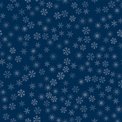 abstract seamless pattern made of snowflakes on blue. Christmas background for design of posters, postcards, invitation for the new year.