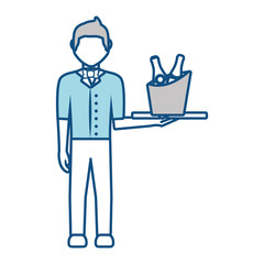 bartender holding a tray with drinks icon over white background vector illustration