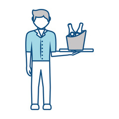 bartender holding a tray with drinks icon over white background vector illustration