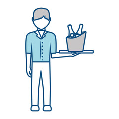 bartender holding a tray with drinks icon over white background vector illustration