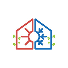 Hot and cool with home logo