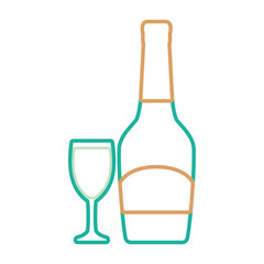 champagne bottle and glasses icon over white background vector illustration