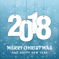 Fototapeta na wymiar Christmas and New Year 2018 - Snowfall Vector Background