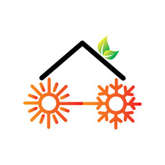 Hot and cool with home logo