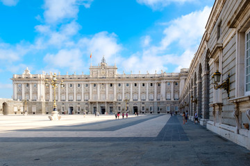 Fototapeta na wymiar The Royal Palace of Madrid on a summer day