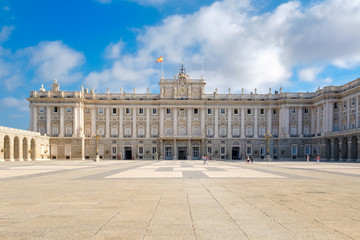 Fototapeta na wymiar The Royal Palace of Madrid on a summer day