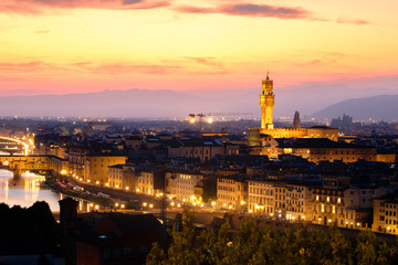 The medieval city of Florence at sunset