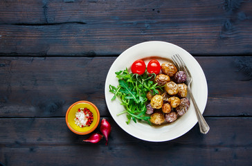 Fried potatoes dinner plate