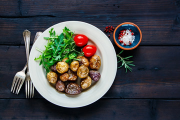 Fried potatoes dinner plate