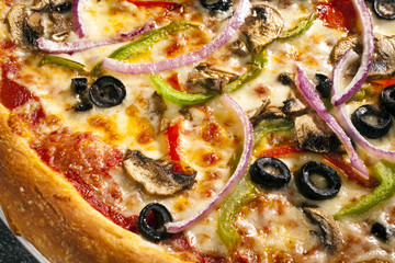 Vegetarian Pizza with olives and onions