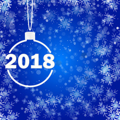 Christmas ball with snowy blue background Vector Illustration.