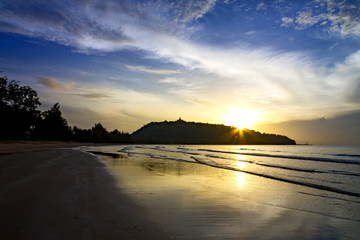 Sunrise and sky the beach Ban Krut Beach