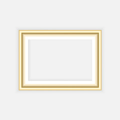 Fototapeta premium Realistic gold frame isolated on grey background. Perfect for your presentations. Vector illustration.