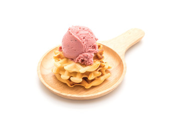 strawberry icecream with waffle