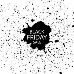 Black Friday sale inscription on abstract ink blots and watercolor. Black Friday template for your banner or poster. Sale. Frame. Vector illustration