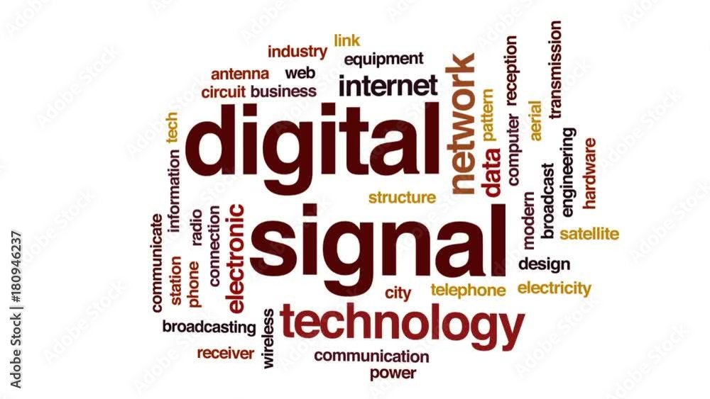 Poster digital signal animated word cloud, text design animation.