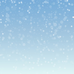 Fototapeta premium Snow pattern, vector Falling snow vector pattern. White splash on blue background. Winter snowfall texture.