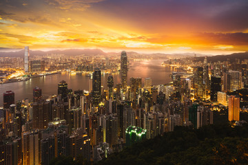 Hong Kong Sunrise, View from The peak, China Hong Kong