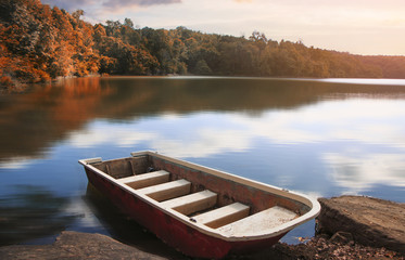 Naklejka premium Boat in the dam