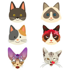 Fototapeta premium Different Cat Emoji Expression Illustration