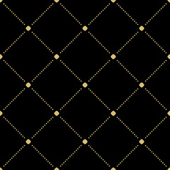 Geometric black and golden dotted pattern. Seamless abstract modern texture for wallpapers and backgrounds
