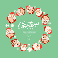 Boy and girl wearing Christmas fancy hat : Vector Illustration