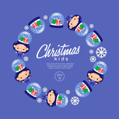 Boy and girl wearing Christmas fancy hat : Vector Illustration