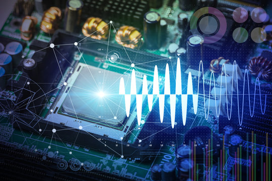 Electronic circuit board and digital information technology concept.