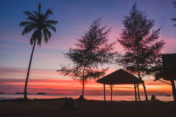 beautiful landscape at sunset, tropical nature of exotic island with copyspace, summer romantic  view