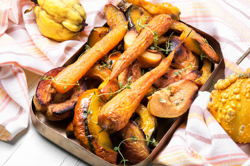 Baked pumpkin with carrots and quince