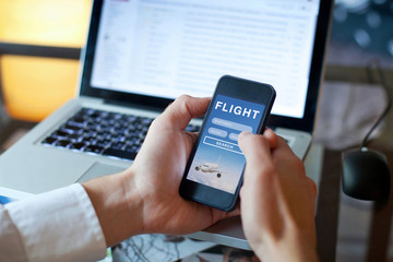 search flights on mobile application online, booking of plane tickets
