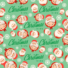Boy and girl wearing Christmas fancy hat : Seamless Pattern : Vector Illustration