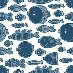 Cute fish. Cute seamless pattern.
