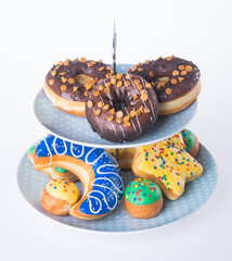Assorted donuts donuts on a background