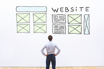 website layout, sketch web design of homepage
