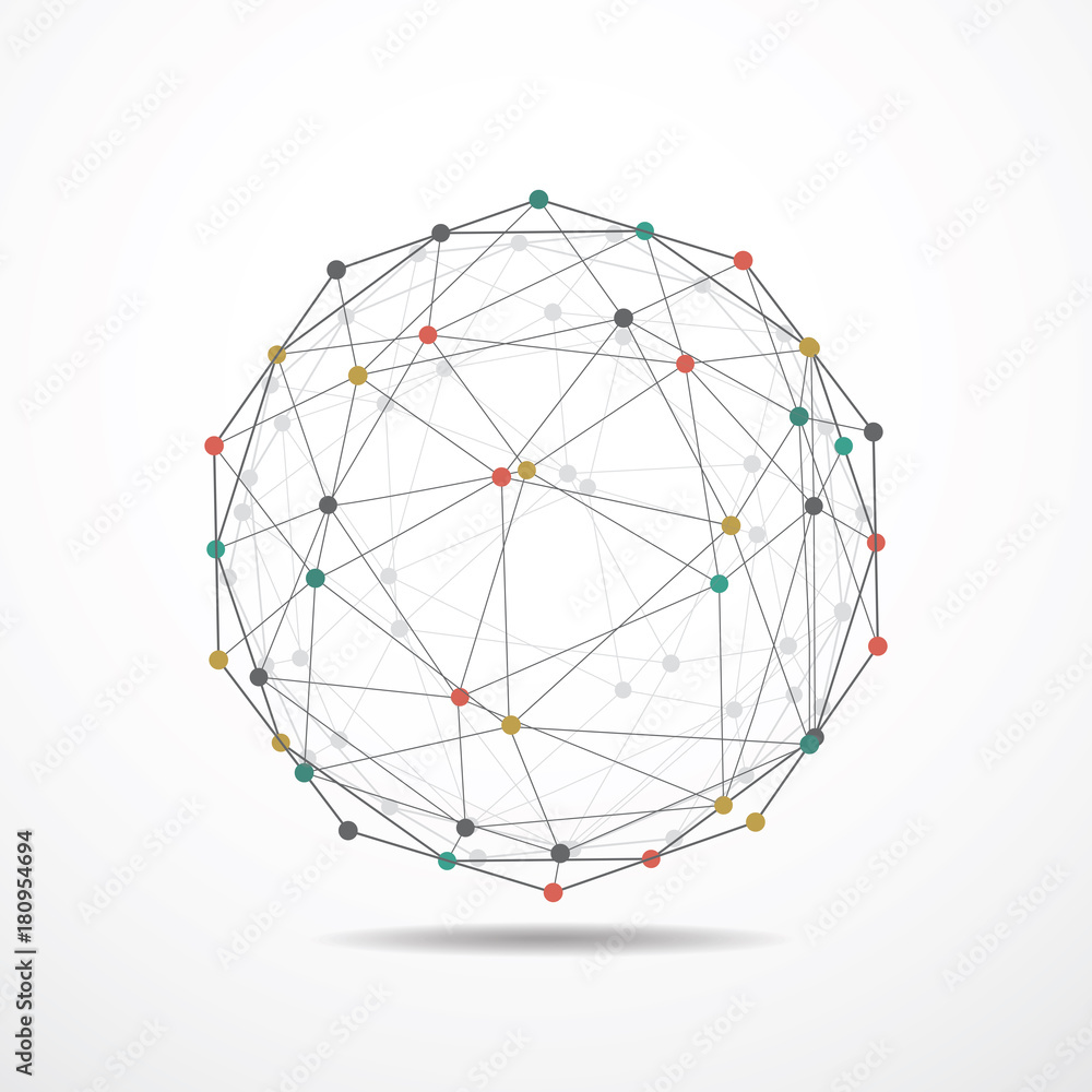 Wall mural global network connection. world map point and line composition concept of global business. vector i