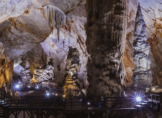 Vietnam's Paradise cave, wonderful cavern at Bo Trach, Quang Binh province, underground beautiful...