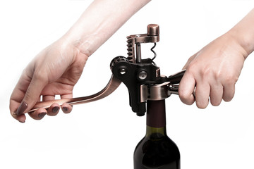 Wine Opener Corkscrew With An Extra Corkscrew Worm Spiral using hands